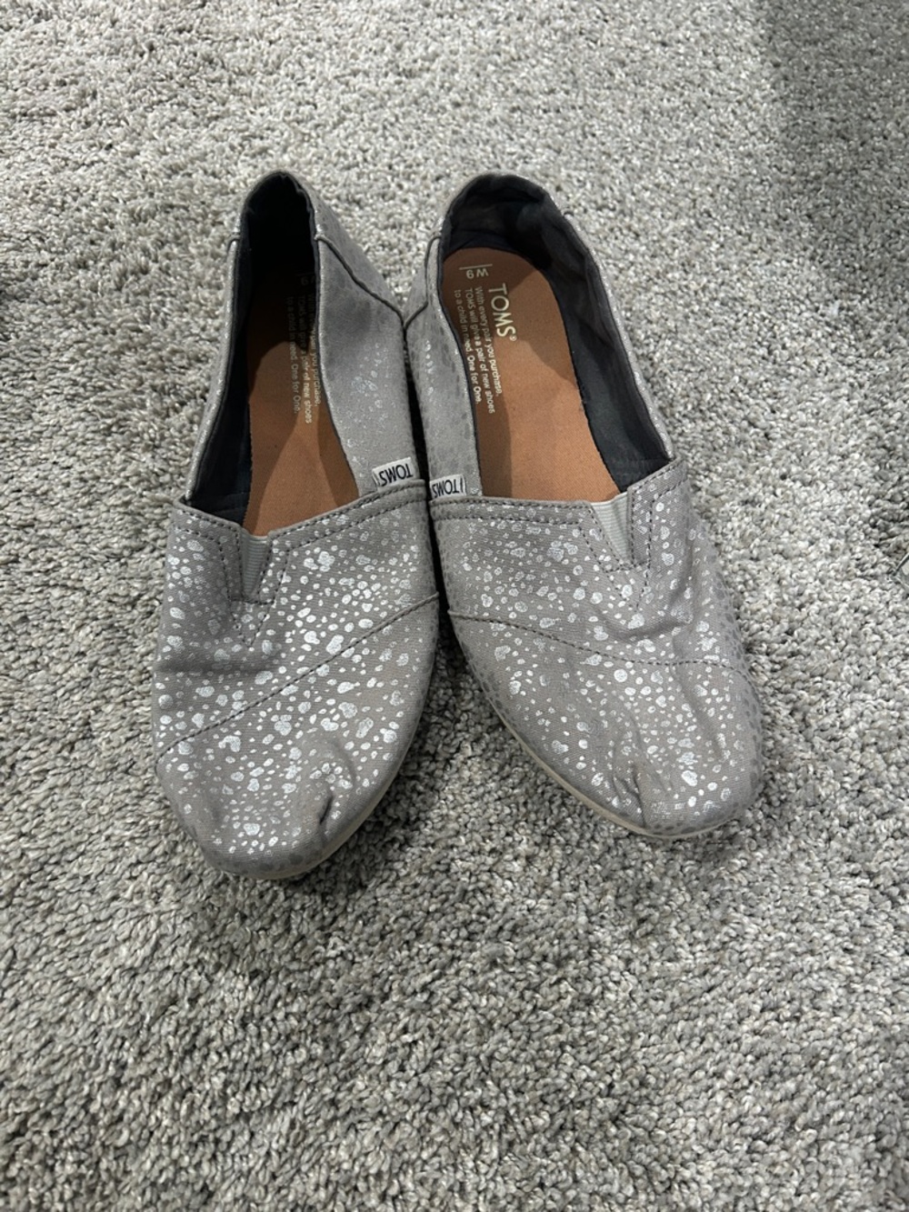 TOMS Silver Metallic Dot-Print Classic Slip-Ons